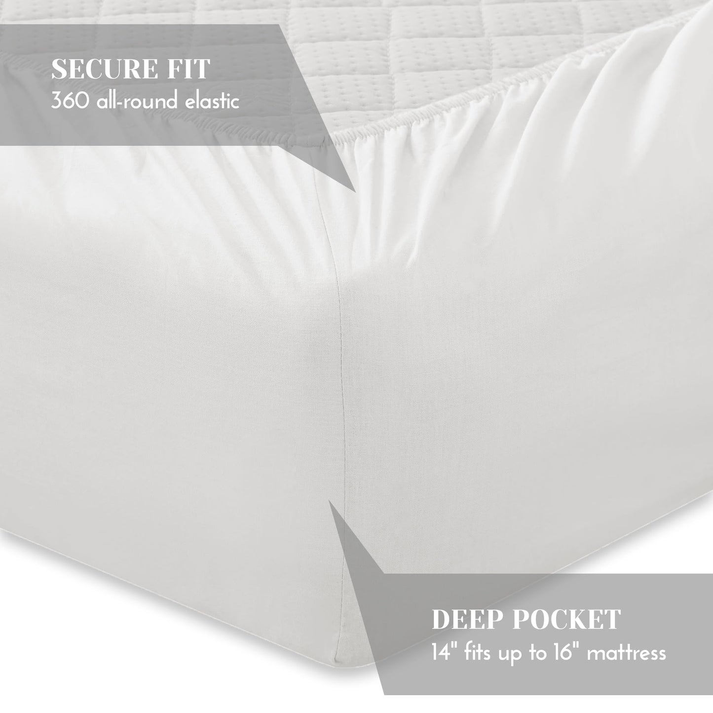 Comfort Spaces 100% Cotton Sheet Set Breathable, Lightweight, Soft with 14" Elastic Pocket Fits up to 16" Mattress, All Season Cozy Bedding, Matching Pillow Case, King White 4 Piece