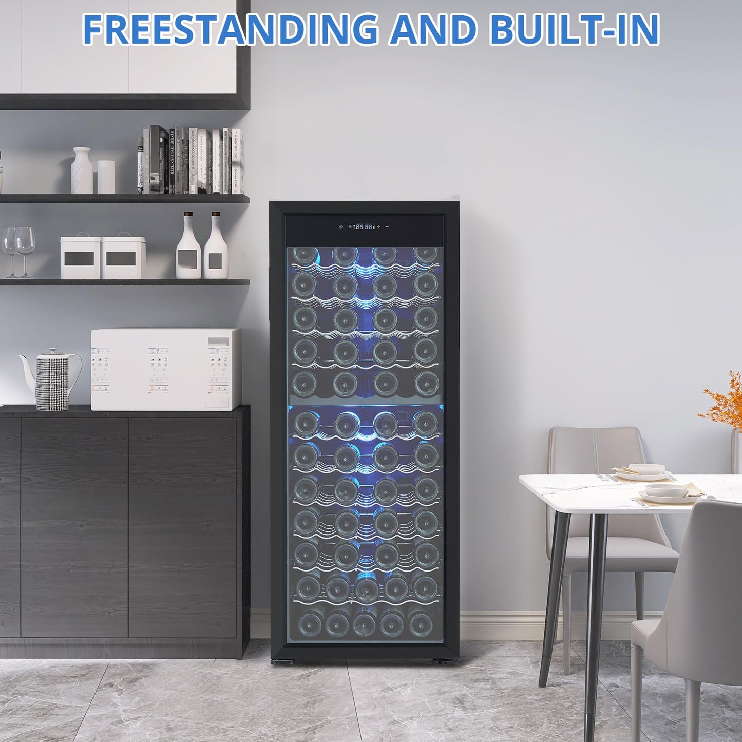 GarveeHome 80 Bottle Compressor Wine Cooler Refrigerator, Wine Fridge with Adjustable Shelves & Digital Temperature Display, 41-64℉, Large Freestanding Wine Cellar for Red White Wine, Champagne, Beer