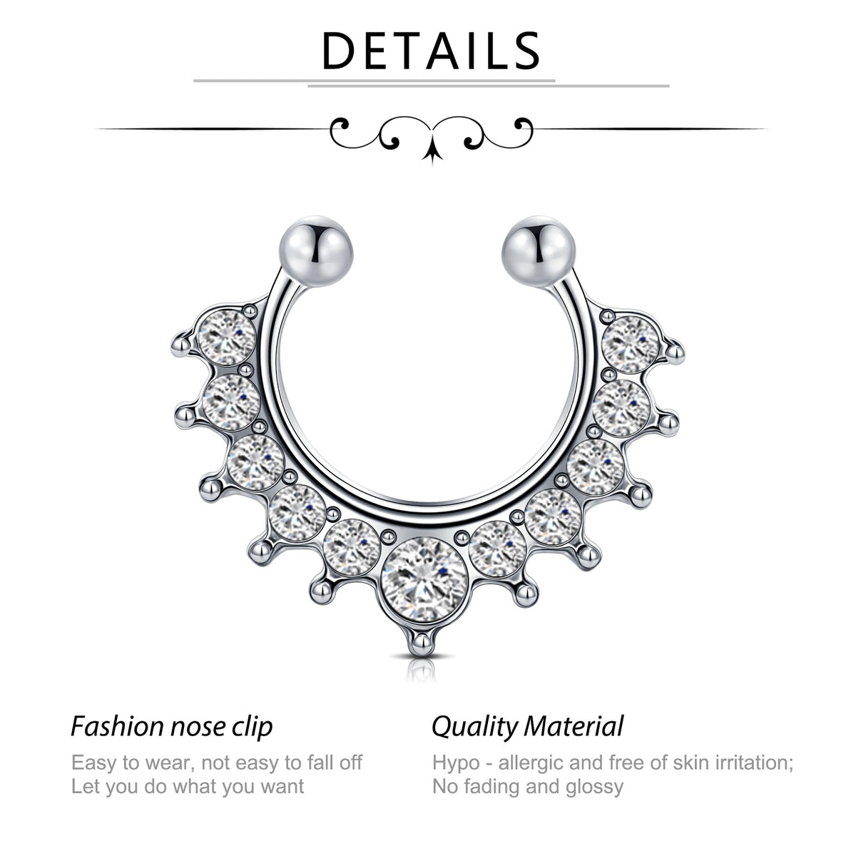 D.Bella Fake Nose Ring Faux Nose Rings Hoop Clip On Earrings for Men Women Non Piercing