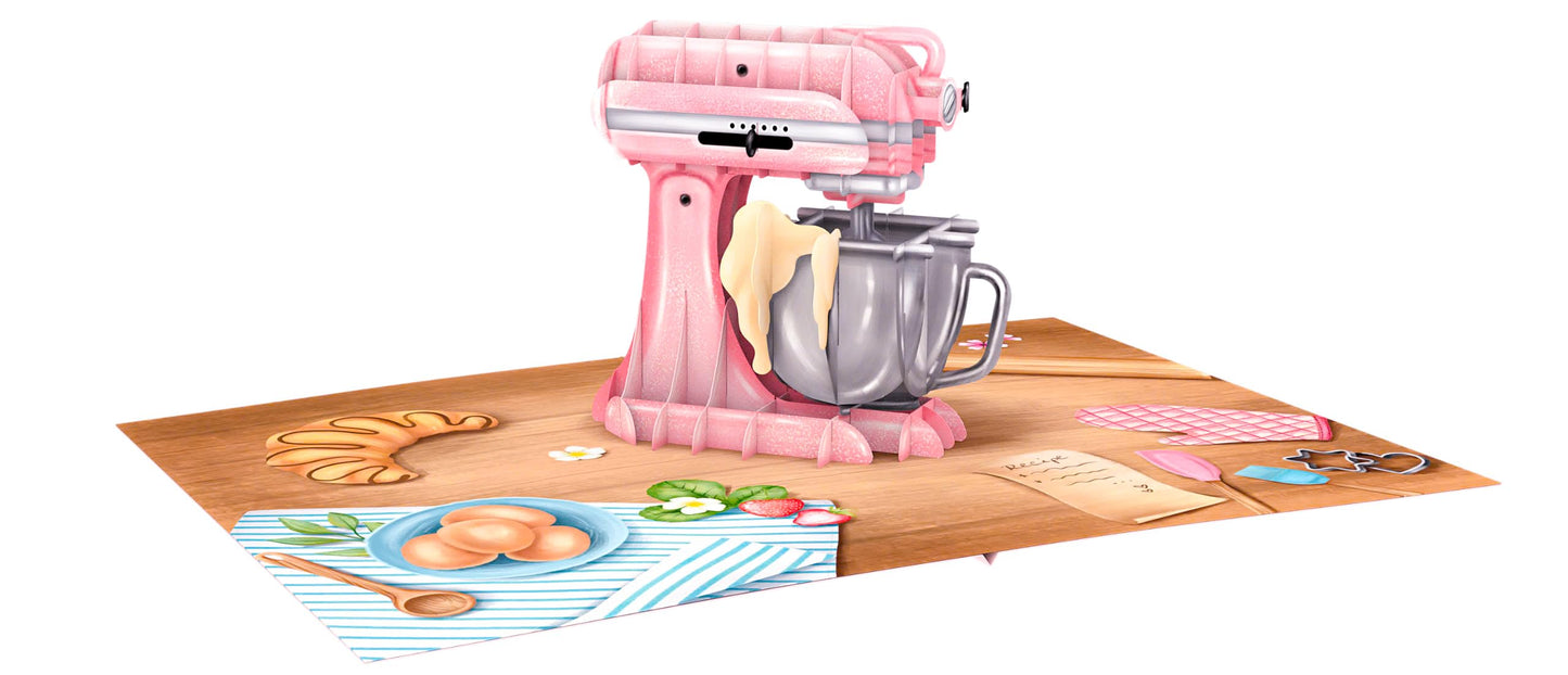 PopLife Baking Standmixer 3D Pop Up Card - Birthday Card for Mom, Mother's Day, Weddings, Valentines - Gift for Bakers, Pastry Chefs, Kitchen Lovers, Grandmother, Wife, Friend