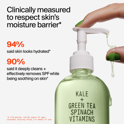 Youth To The People Kale + Green Tea Facial Cleanser - Gentle Superfood Blend of Spinach, Alfalfa, Vitamins C + E - Pore Minimizer, Makeup Remover & pH Balanced Gel Face Wash for Glowing Skin (8oz)