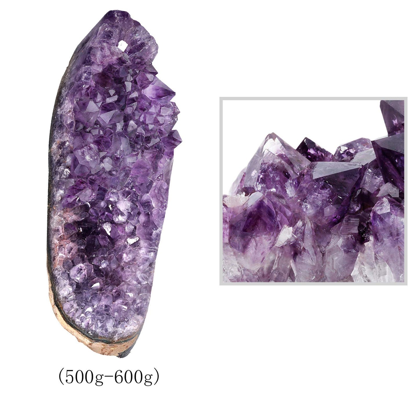 TUMBEELLUWA 500-600g Natural Amethyst Crystal Cluster Gemstone Specimen for Home Decoration Raw Druzy Geode Quartz Stone Figurine for Reiki Healing Meditation, 2.76”-5.3”