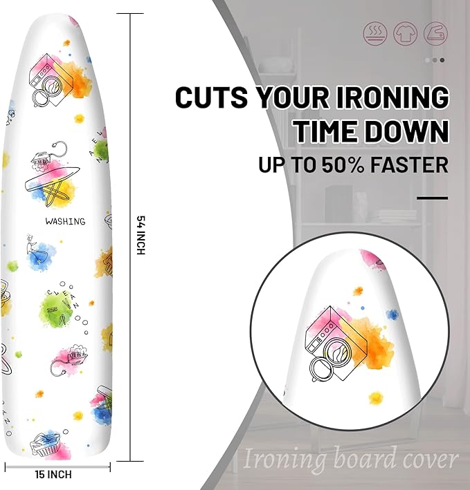Extra Thick Ironing Board Cover and Pad, 15x54 Ironing Board Cover, Resist