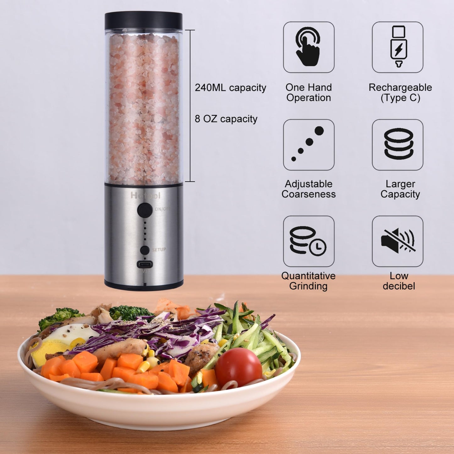 Larger Capacity Electric Salt and Pepper Grinder Set, Rechargeable Salt and Pepper Shakers Set, Kitchen Gadgets Salt and Pepper Mill,Perfect Dad Gifts