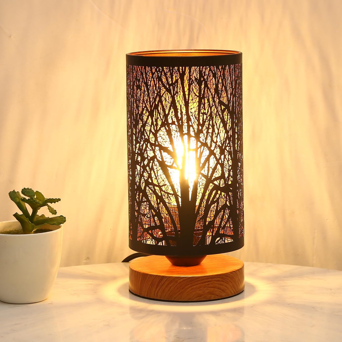 Black Rustic Table Lamp for Bedroom Small space Farmhouse Dimmable Bedside Lamps for Night stand Desk , Industrial Nightstand lamp with Metal Lampshade for Living Room Decoration bulb included