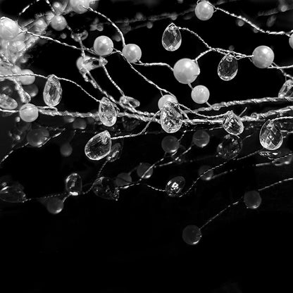 Jishi 20 FT Ice Wire Clear Garland, White Pearl Crystal Teardrop Beads Ornament Christmas Tree Decorations, Acrylic Plastic Diamond Jewel String Branch Garland Strands for DIY Wreath Crafts