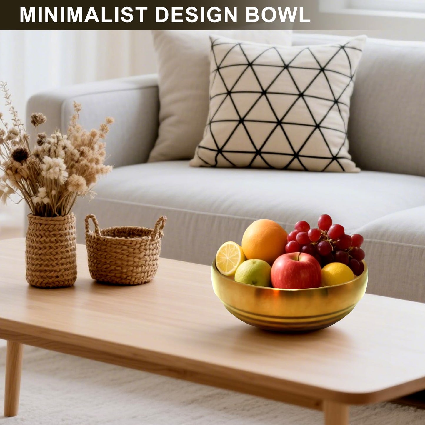Rliguanrui 7.4 inch Gold Decorative Bowl for Home Decor - Modern Fruit Bowl for Kitchen Counter, Key Catch All & Entryway Table Centerpiece, Stylish Golden Finish