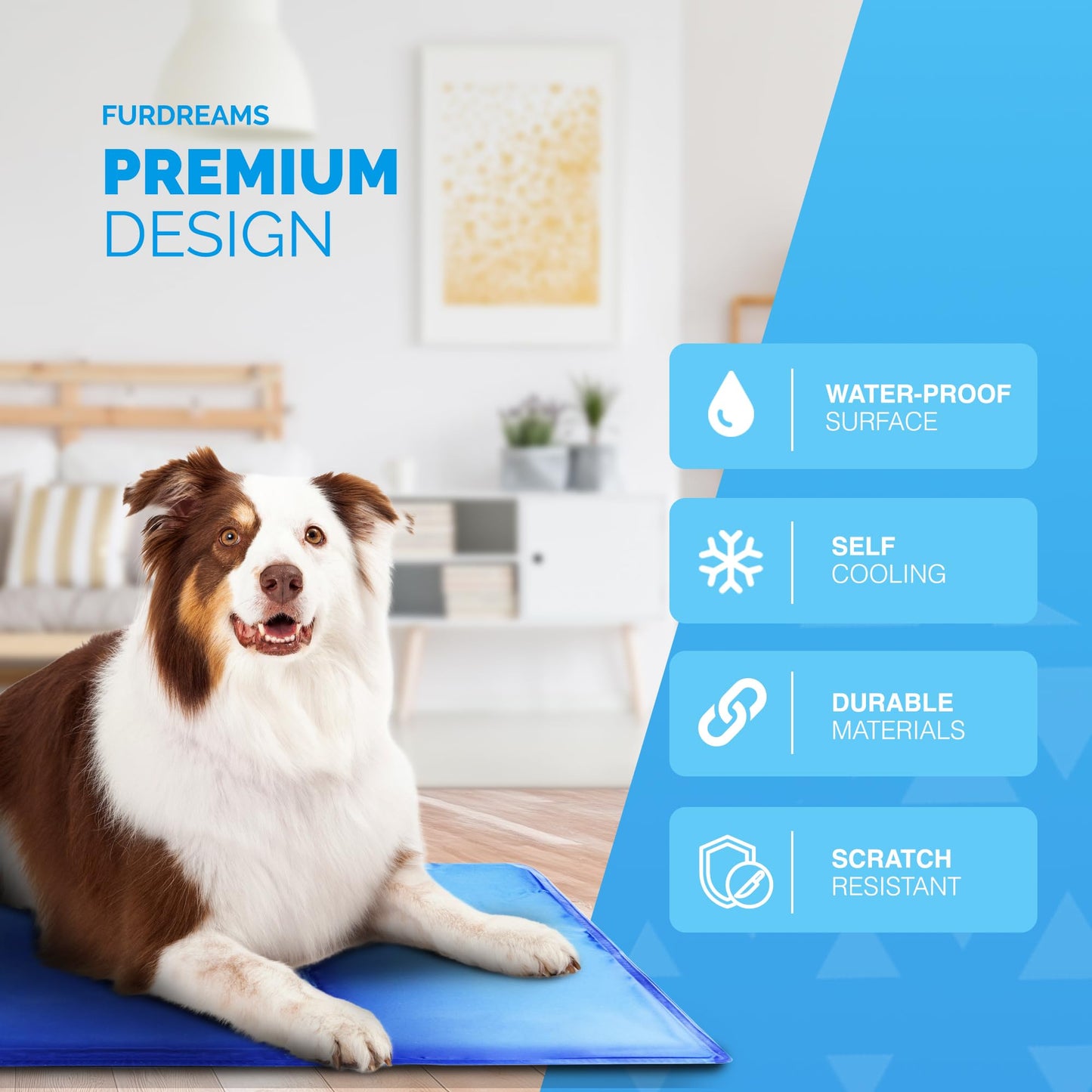 FurDreams Pet Cooling Mats – Self Cooling Mat Bed for Dogs, Cats to Prevent Overheating During Rest & Sleep – Heat Absorbing & Waterproof Gel Pillow Pad to Keep Ice Cool in Summer – Plain (140 x 90cm)