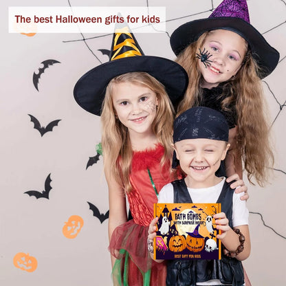 Spooky Bath Bombs for Kids with Surprise Inside, Bubble Bath Bomb with Halloween, Fruity Scents, Relaxing Aromas, Ideal Birthday Gift for Girls