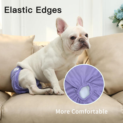 JoyDaog Female Dog Diapers for Medium Dogs,4 Pack Reusable Washable Premium Doggie Nappies for Heat,Incontinence,Period Dog Panties,M