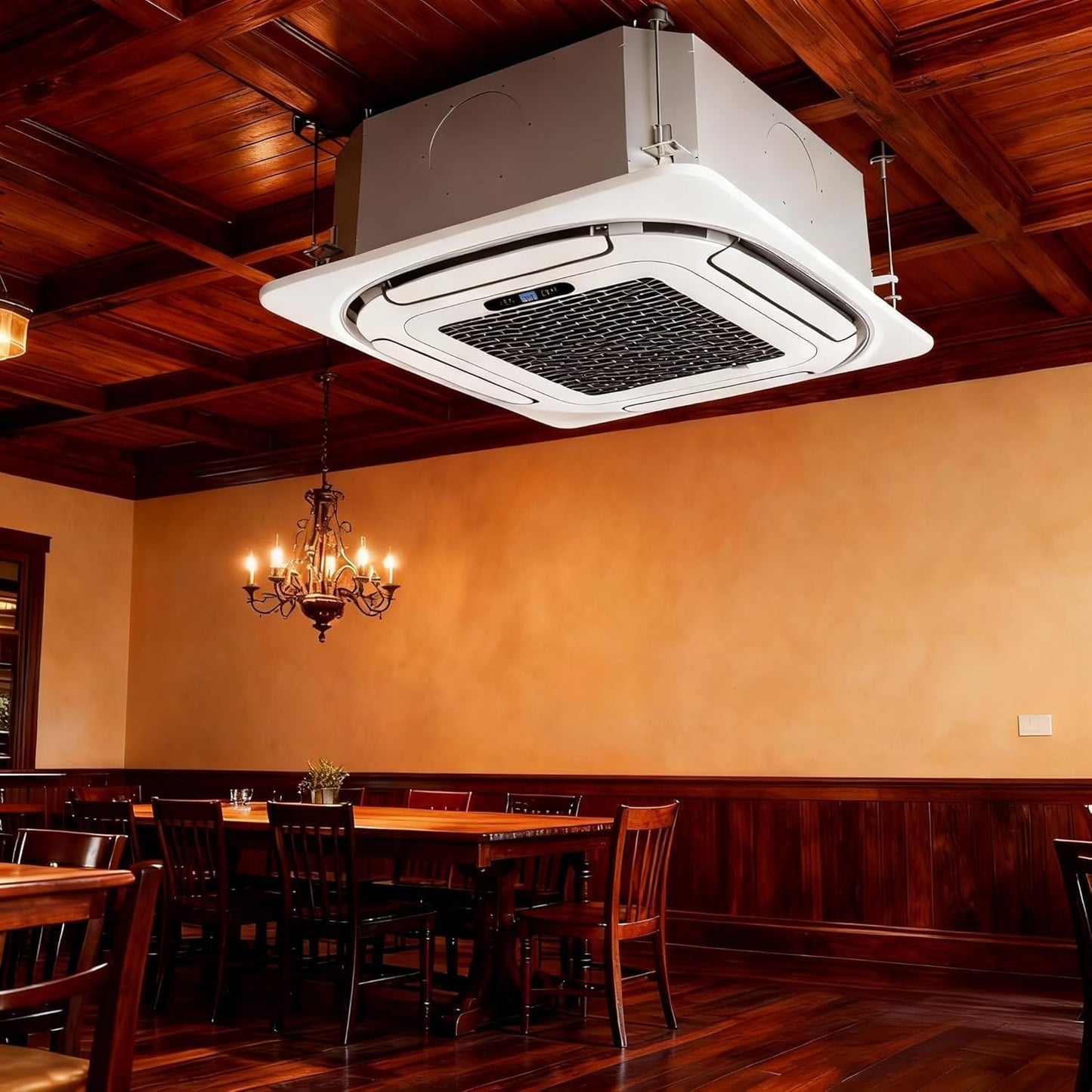 GarveeHome 18000 BTU Ceiling Cassette Mini Split Air Conditioner - 8-Way 360° Airflow - Ductless Cooling & Heating - Remote Control, Quiet & Energy Efficient - 208/230V, 25ft Installation Kit, Central