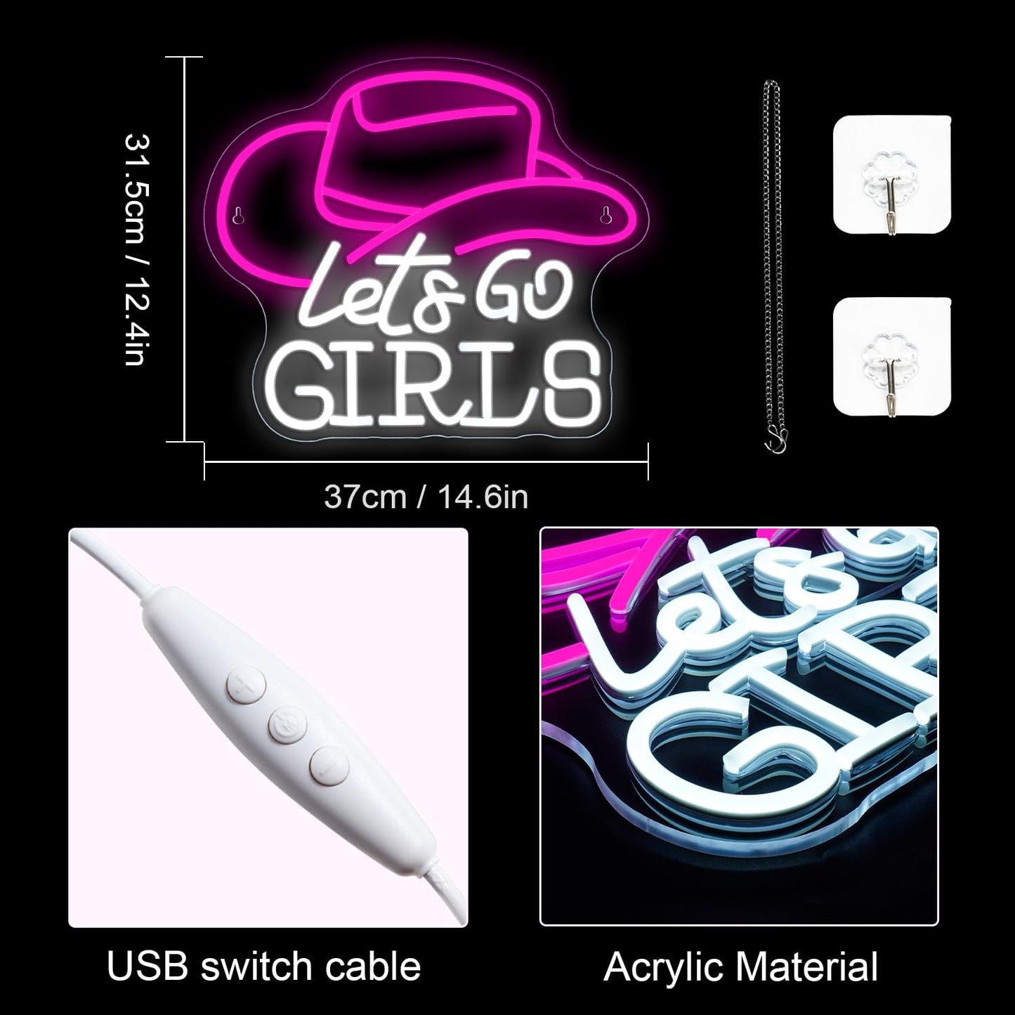 Lucunstar I'M Literally Just A Girl Neon Sign,Pink Led Sign,Led Neon Light for Wall Decor,Light Up Sign for Bedroom,Dimmable Switch USB Connectivity Neon Signs for Girlsroom Decor,Party Light