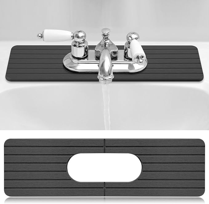 an Oval Hole Gray Faucet Mat for Kitchen Sink Bathroom 17.32" x 4.6" Kitchen