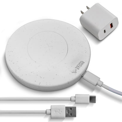 15W Fast Wireless Charger – Stone Wireless Charging Pad w/ 20W USB-C Adapter, LED Indicator, Overheat & Short Circuit Protection