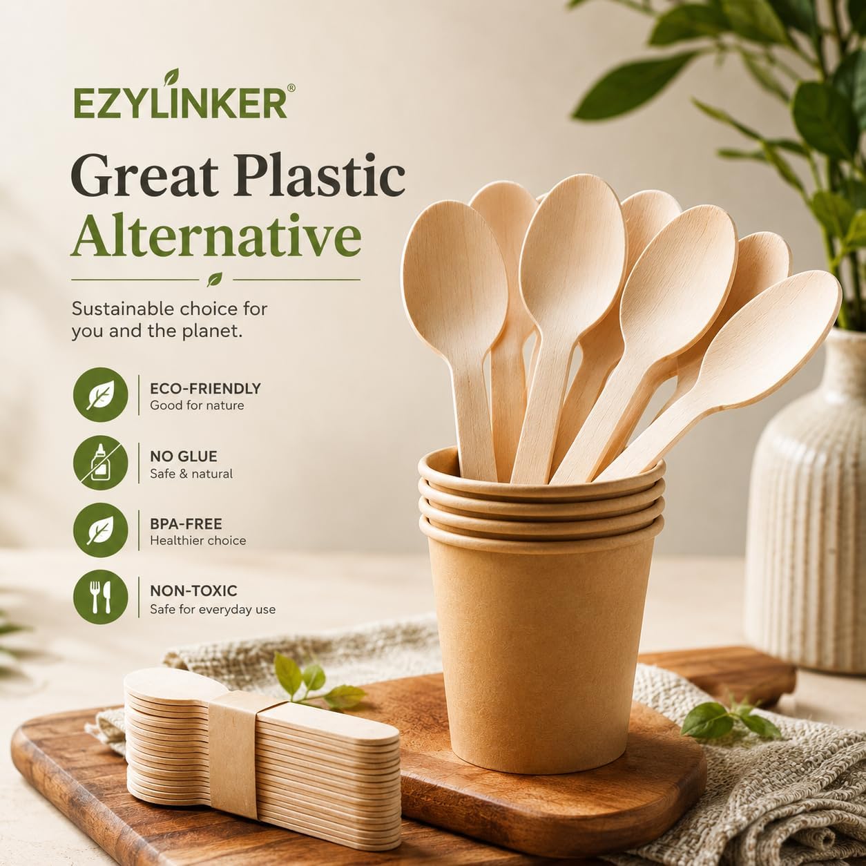500 Wooden Spoons for Eating, Alternative to Plastic and Bamboo Spoons - Eco Friendly, Biodegradable, Disposable Spoons Set - 500 Compostable Spoon Utensils Set for Lounge Party Wedding, BBQ