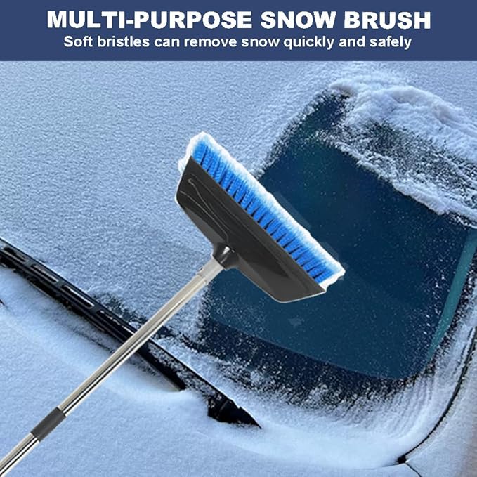 52" Car Wash Brush with Long Handle | Built-in Rubber Squeegee & Rubber Bumper