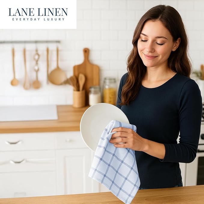 LANE LINEN Cotton Kitchen Towels Set, Quick-Drying Dish Towels, Premium Hand