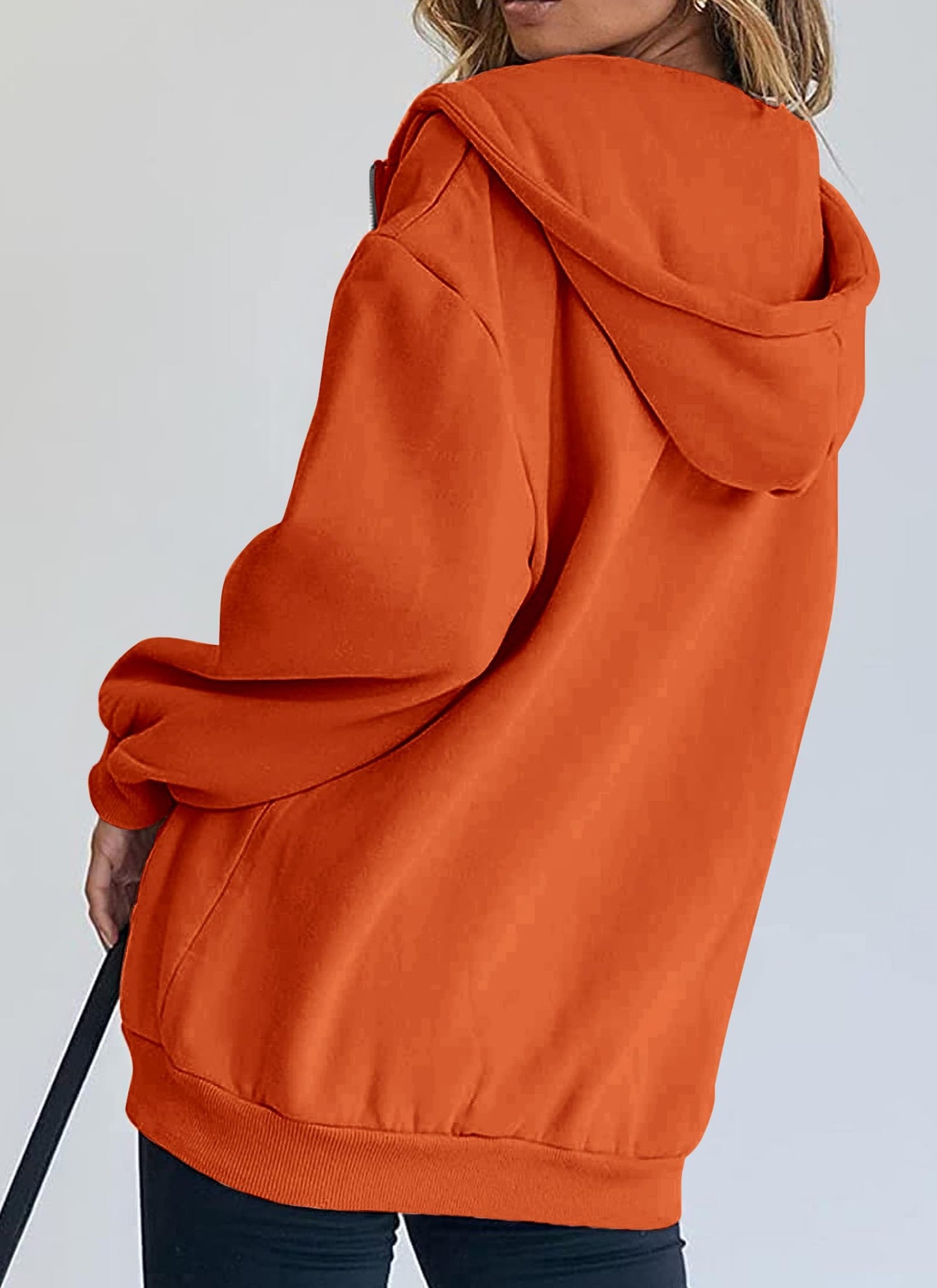 PRETTYGARDEN Women's 2025 Zip Up Y2K Hoodies Casual Long Sleeve Sweatshirts Fall Spring Track Jackets with Pockets (Orange,Large)