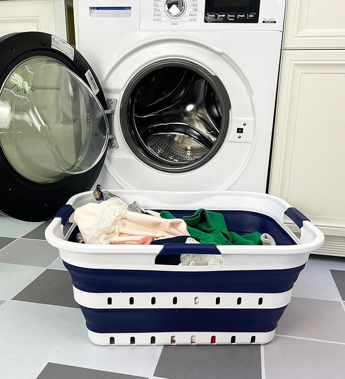 SAMMART 42L Collapsible Plastic Laundry Basket