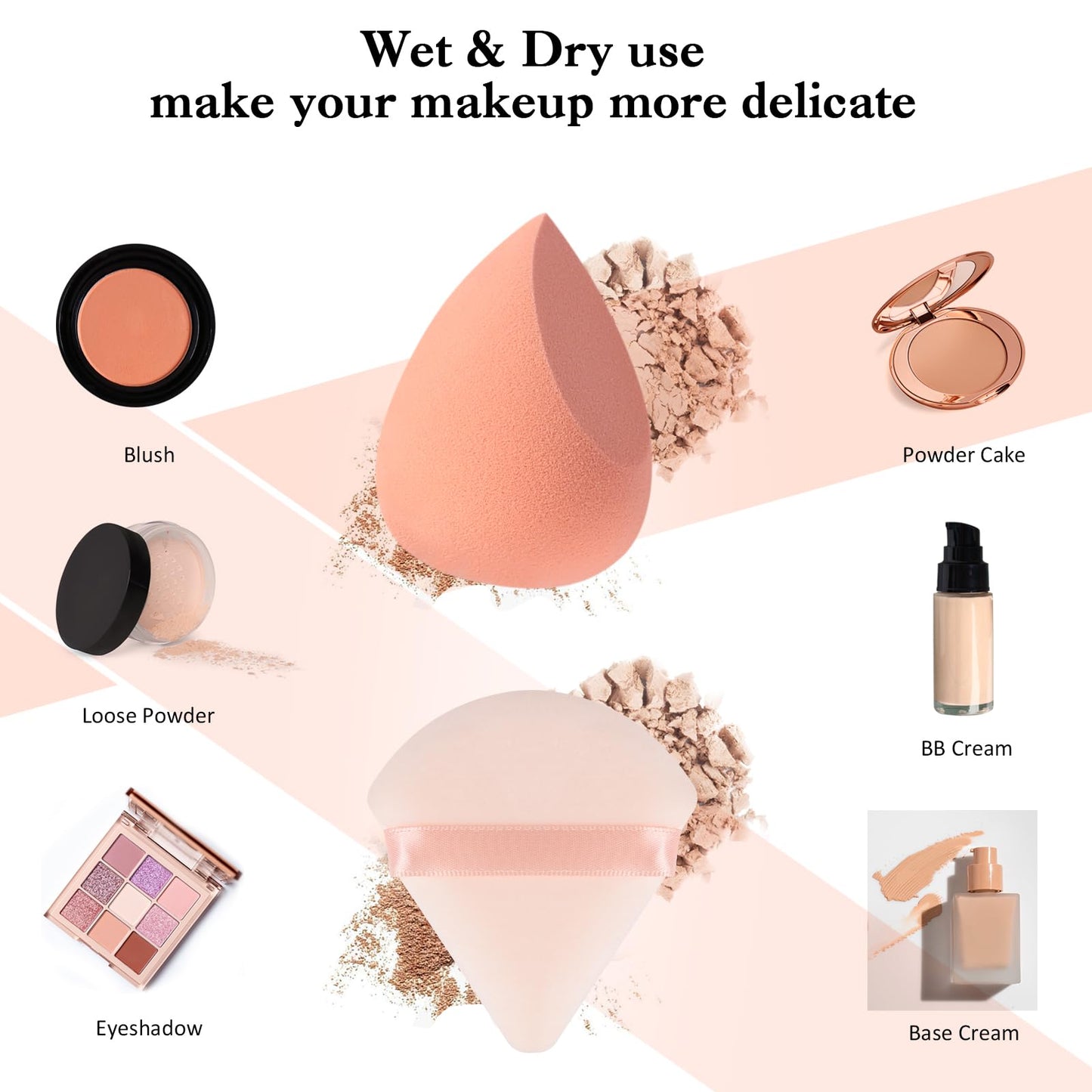 Professional Toiletry Sponges Set,Latex Free Flawless Soft Face Sponge with Holder,Beauty Blender Cosmetic Applicator for Powder,Liquid,Facial Makeup Tools