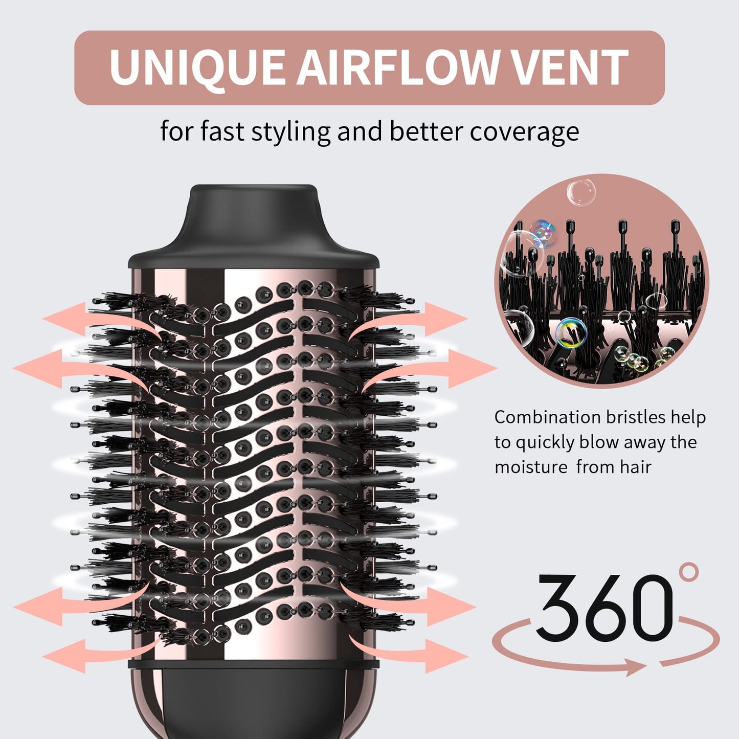 Hair Dryer Brush Blow Dryer in One, Upgraded 4 in 1 Hair Dryer and Styler Volumizer with Negative Ion Anti-frizz Ceramic Titanium Barrel Hot Air Hair Straightener Brush