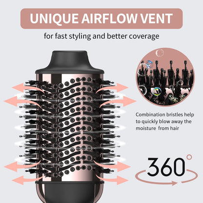 Hair Dryer Brush Blow Dryer in One, Upgraded 4 in 1 Hair Dryer and Styler Volumizer with Negative Ion Anti-frizz Ceramic Titanium Barrel Hot Air Hair Straightener Brush