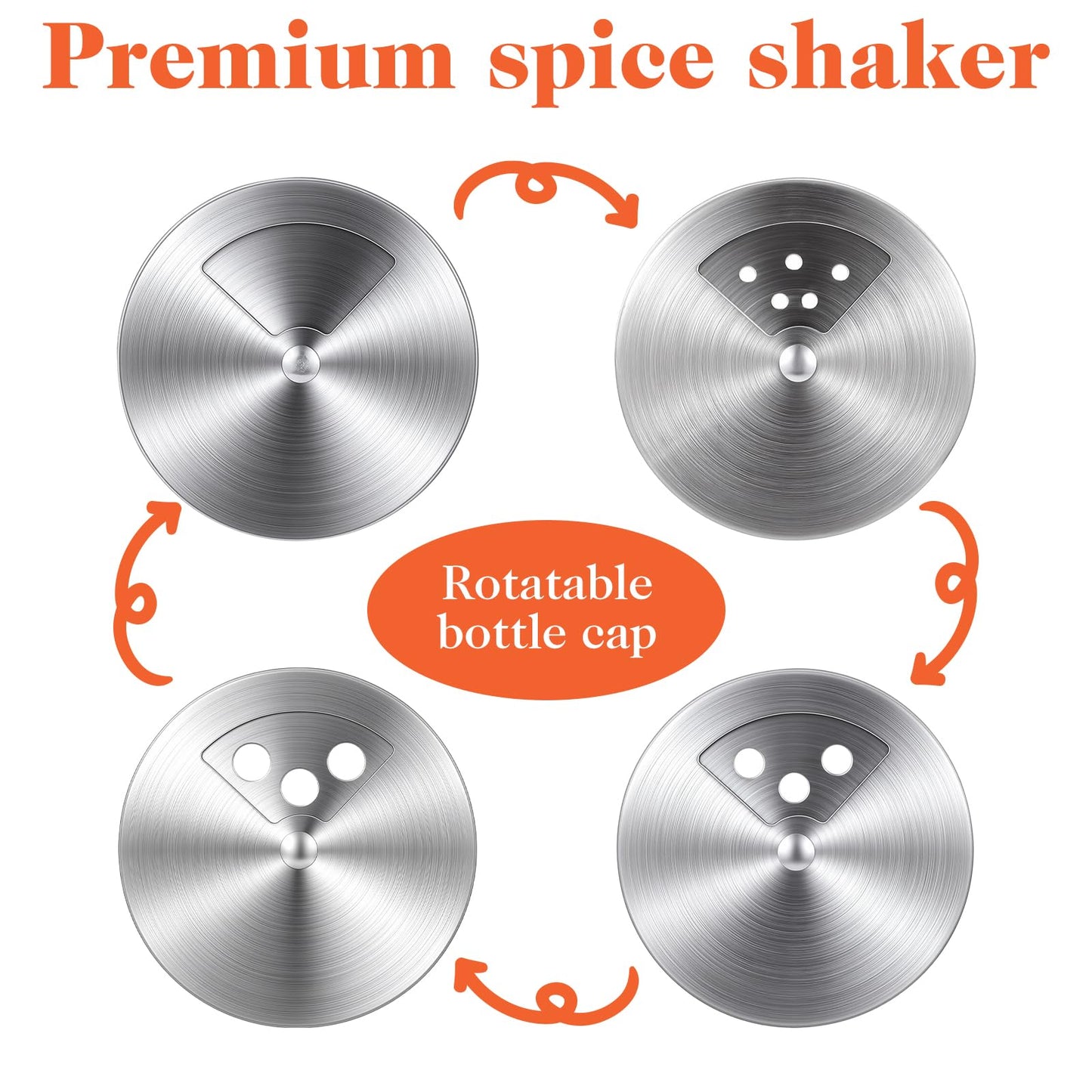 12 PCS Stainless Steel Salt and Pepper Shakers Set with Adjustable Pour Holes and Glass Window Seasoning Shakers with Rotating Lid Spice Dispenser Shaker for Seasoning, Sugar, Cinnamon, Home Kitchen
