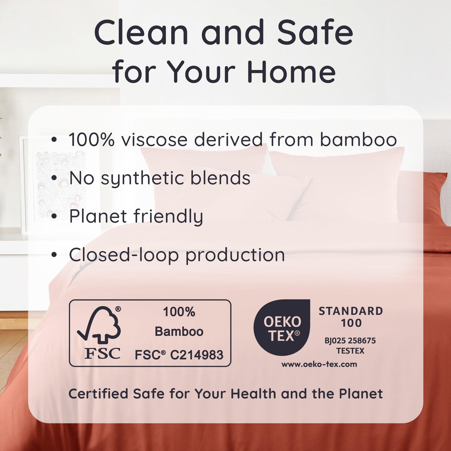 Bambaw 100% Viscose Derived from Bamboo Fitted Sheets King Size, Cooling Fitted Sheets King Size, 16’’ Deep Pocket, Breathable Bottom Sheet Only (Terracotta)