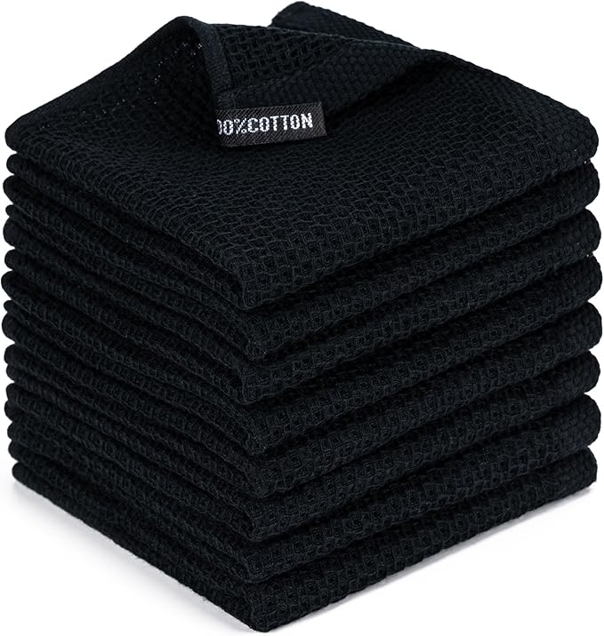 BOOMIBOO 8-Pack Kitchen Dish Cloths, 100% Cotton Waffle Weave, Ultra Soft