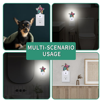 Skeleton Star Night Light Plug in, Decorative Night Light for Kids Room Nursery Bedroom, Soft Glow Sensor Lamp for Hallway Bathroom, Compact Energy Saving