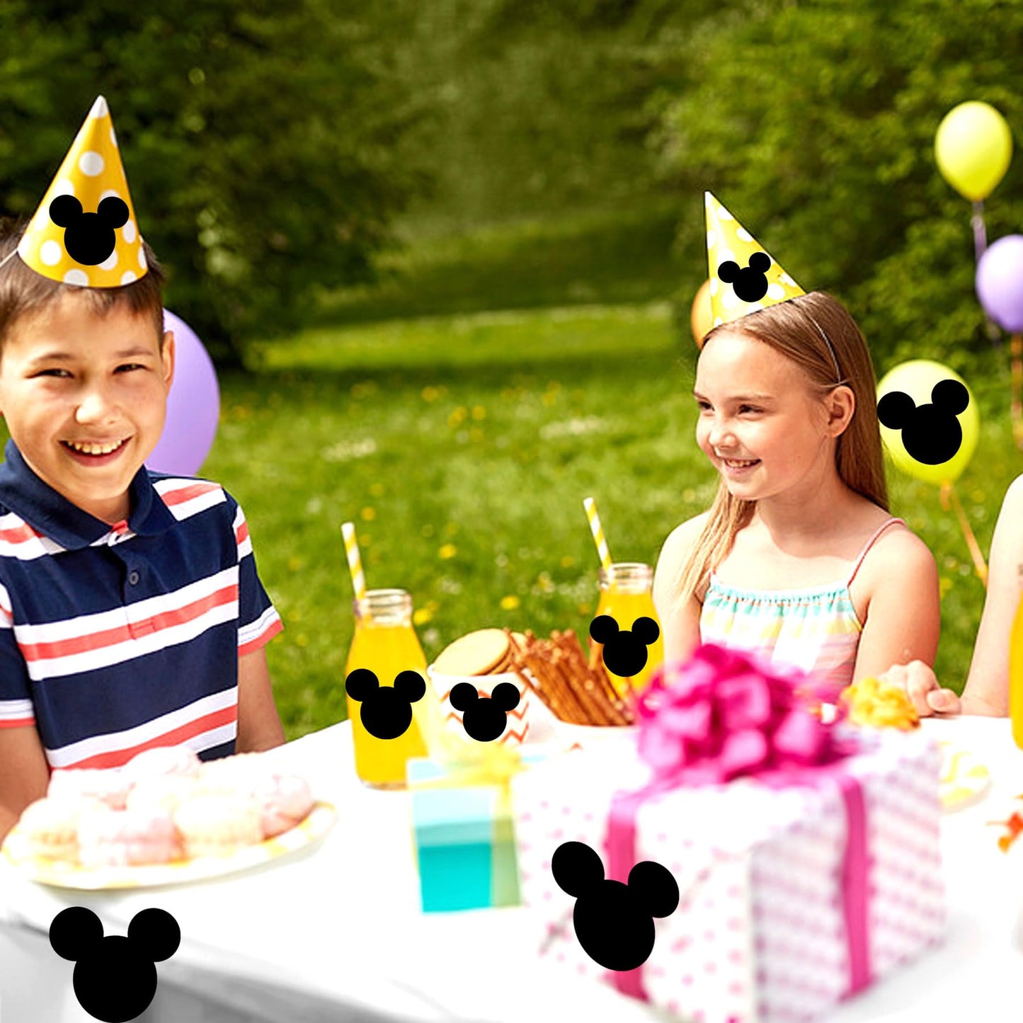 Mouse Vinyl Chalk Chalkboard Stickers Mouse Head Stickers 2.97 x 2.5 Inch PVC Sticker Mouse Heads Sticker 90 Pack Heads Stickerss for Mouses Themed Birthday Party
