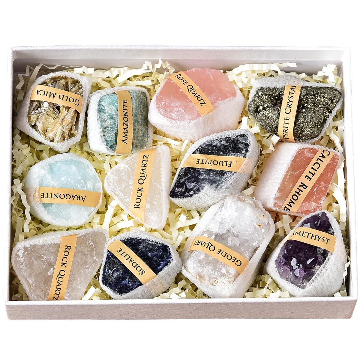 JIC Gem Mix Rough Crystals and Healing Stones in Gift Box Raw Stones and Crystals Natural Mineral Gemstone Specimen About 1.7 Lbs