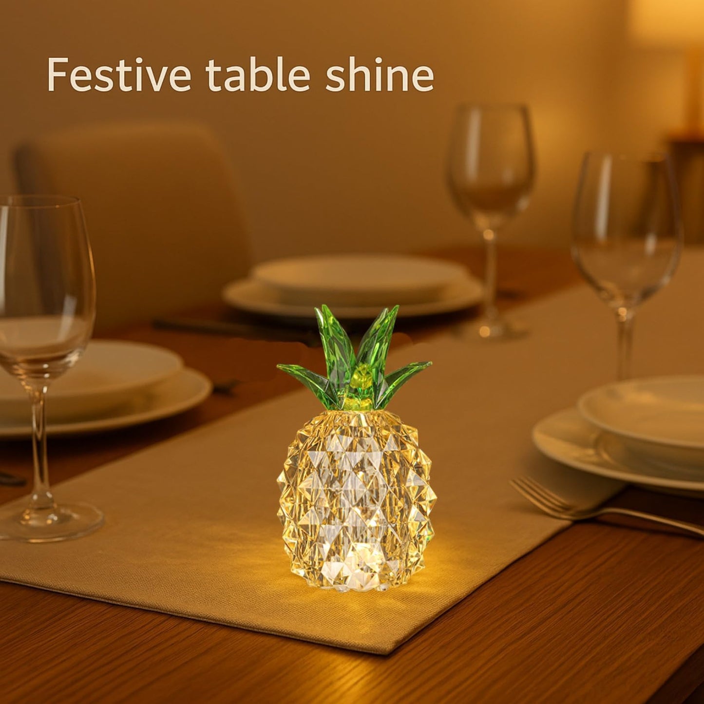 Pineapple Baby Night Light for Nursery, Battery Powered Pineapple Lamp for Home Living Room Bedroom Kitchen Office Decor, Crystal Tropical Decor Valentines Day Birthday Gifts for Him Her Kids Women