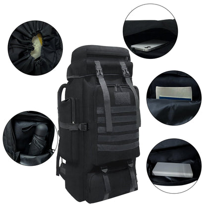 Wesoke 80L Camping Hiking Backpack for Men, Extra Large Survival Hunting Backpack, Waterproof Big Molle Military Tactical Rucksack, Oversized Outdoor Sport Travel Daypack (80L, Black)