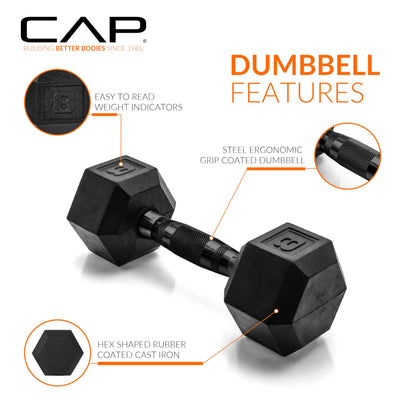 CAP Barbell Coated Dumbbell Weight | Multiple Options Pairs & Sets