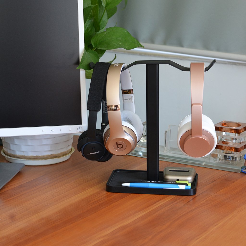 Avantree [Super Stable] Neetto Dual Headphones Stand for Desk, Aluminum Alloy & Metal Gaming Headsets Holder Hanger for Sennheiser, Sony, Audio-Technica, Bose, Beats, Akg, Display Mount - HS908