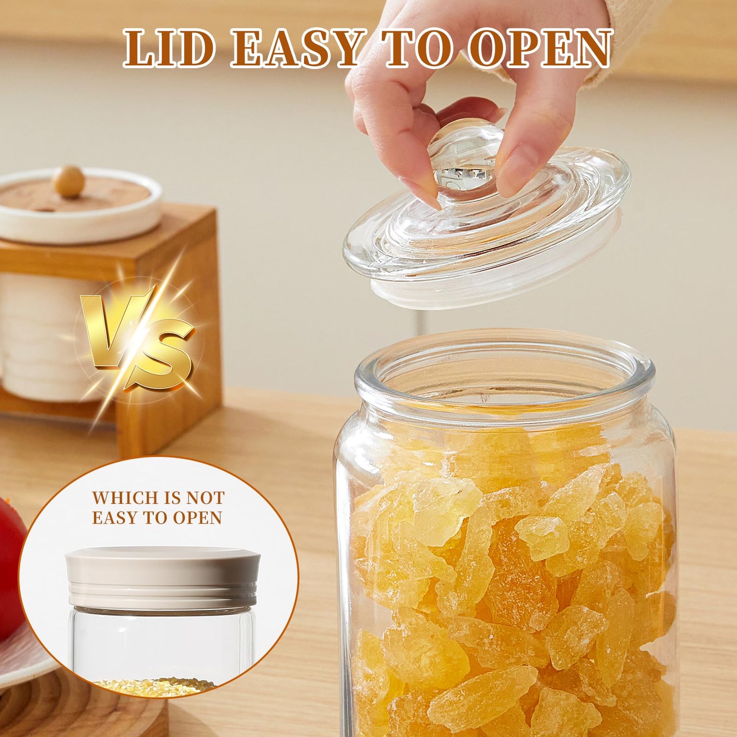 MRZIKPO Glass Jars with Airtight Lid Set of 4, Food Jars 34 oz, Pickle Jars, Canning Jars, Glass Containers, Suitable for Kitchen, Pickles, Flour, Grains, Pasta, Sugar, Herbs, Coffee