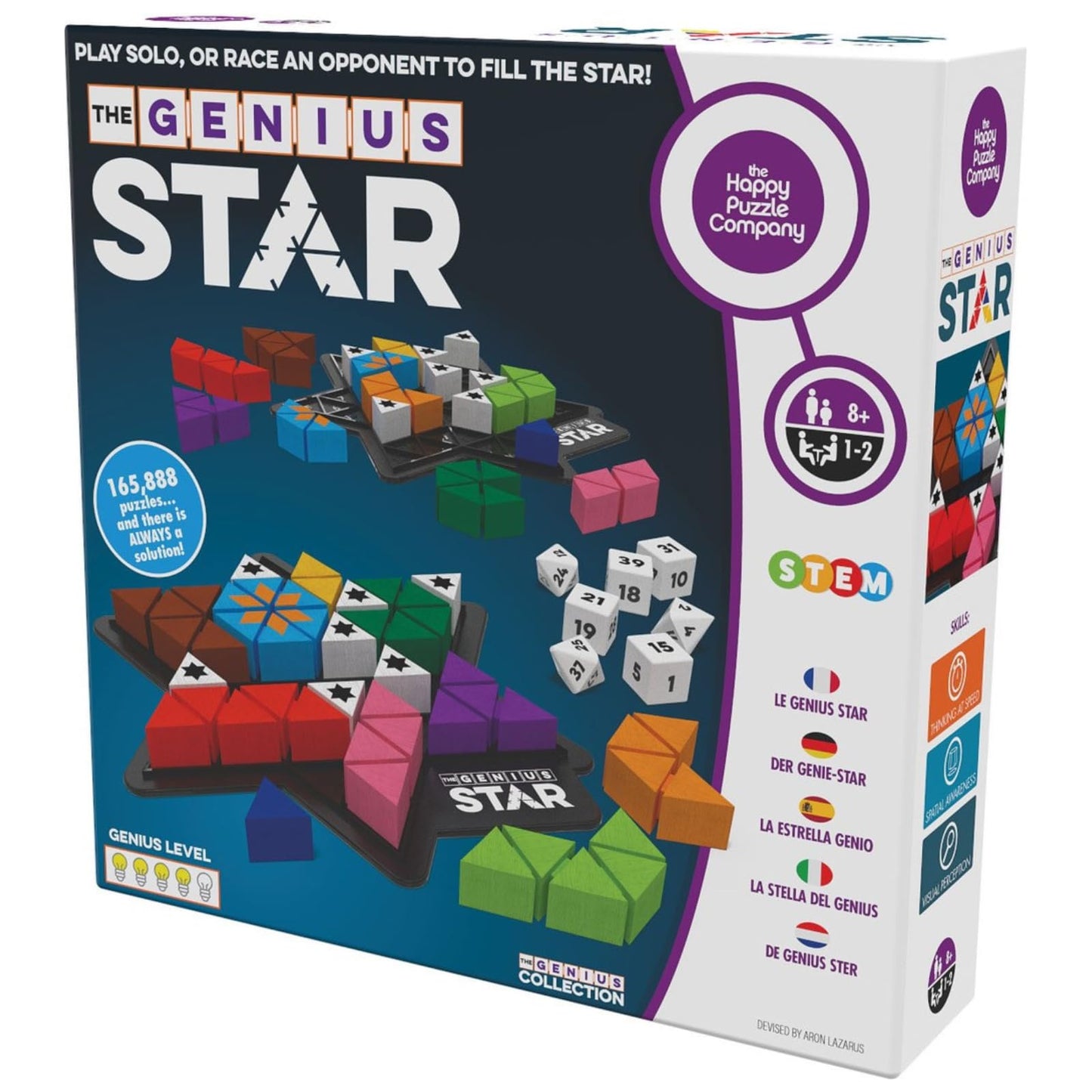 The Happy Puzzle Company The Genius Star Game - 165,000+ Puzzle Challenges for a Fun Family Board Game Night - Logic Puzzles STEM Educational Learning Resources - Smart Games for Kids & Adults Ages 8+
