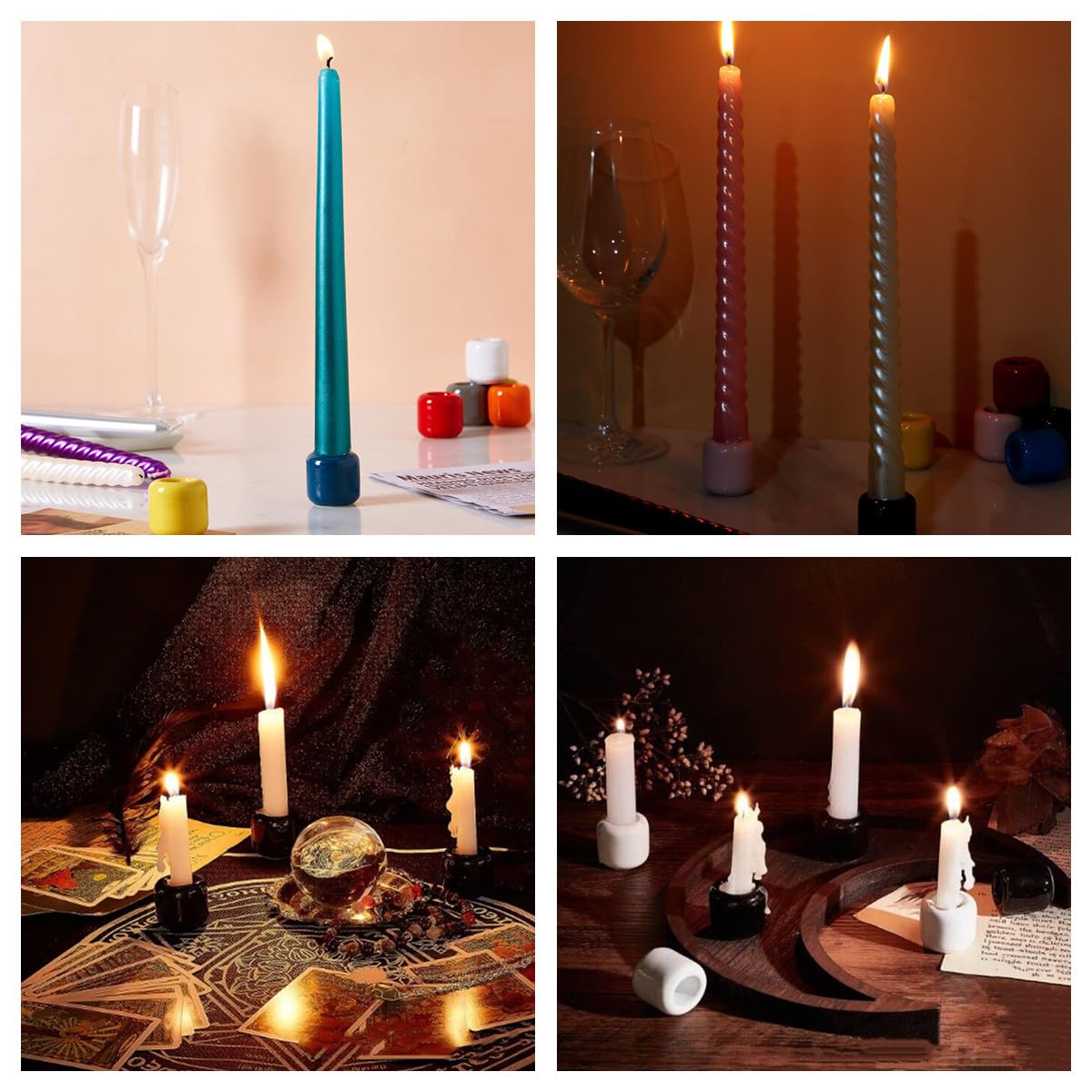 10 Pcs Ceramic Chime Candle Holders, 0.7 Inch Diameter, Home Small Candle Holders for Casting Chimes, Rituals, Spells, Vigil, Wiccan Supplies & More (Ceramics, Multicolor)