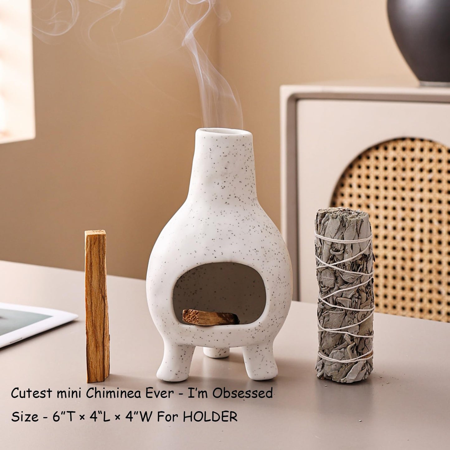 Palo Santo Holder Burner - Mini Chimenea Incense Dish for Meditation Décor - Palo Santo Holder for Burn Palo Santo Sticks,Cones, Birthday Gifts for mom Women