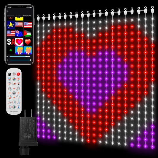 CoziTech Smart Curtain Lights 400 LED, Color Changing LED Curtains Light 6.6 * 6.6 FT, DIY Fairy String Light Curtain for Bedroom Backdrop Party Indoor Outdoor Christmas Decor (APP +Remote Control)