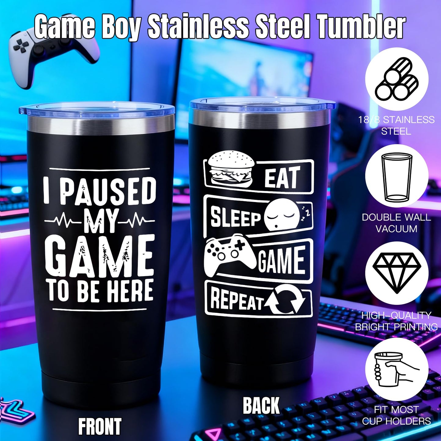 Gamer Gifts Sets for Boys, Birthday Christmas Cool Gaming Gift, Gaming Throw Blanket Tumblers Funny Pillow Covers Socks Keychain and Gifts Box for Easter Basket Graduation Men Girl Teen Gamer Lover