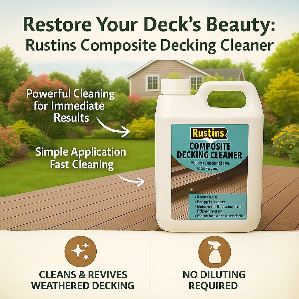 Rustins Composite Decking Cleaner - Effective Mold and Mildew Remover | Deep Cleaning Solution for Decks, Patios, and Outdoor Spaces 4 litre