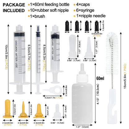Aidiyapet Kitten Bottles, Pet Feeding Syringe Nipple Bottles, Puppy Kitten Whelping Kit, for Puppy Squirrels Rabbit and Other Newborn Pets (18Pack)