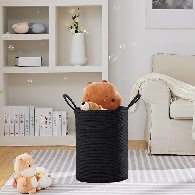 VIPOSCO Large Laundry Hamper, Tall Woven Rope Storage Basket