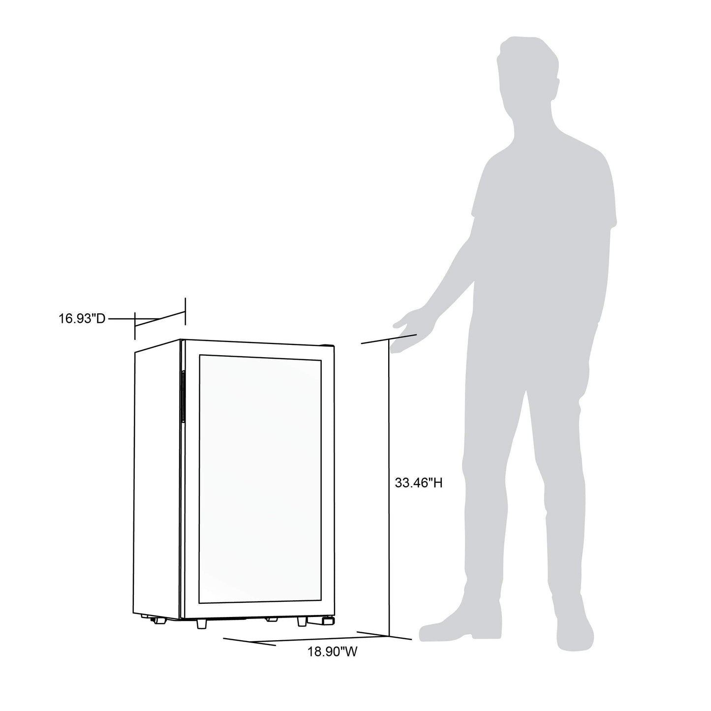 NewAir 33 Bottle Wine Fridge, Freestanding or Built-In Refrigerator, Stainless Steel Cooler, UV Protected Glass Door with Recessed Handle, Digital Thermostat