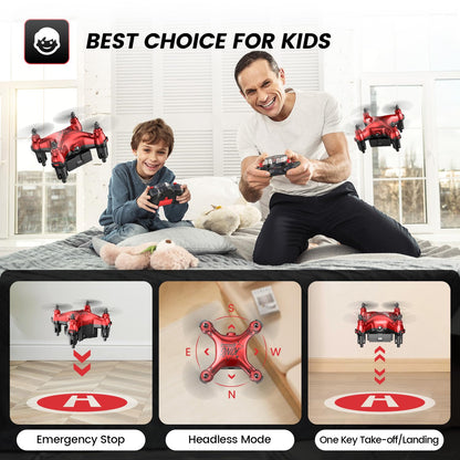 Holyton HT02 Mini Drone for Kids Beginners, Easy Pocket RC Quadcopter with Altitude Hold, 3D Flips, 3 Speed Modes, 3 Batteries, Headless Mode, Protection Guards and Emergency Stop, Gift for Boys Girls