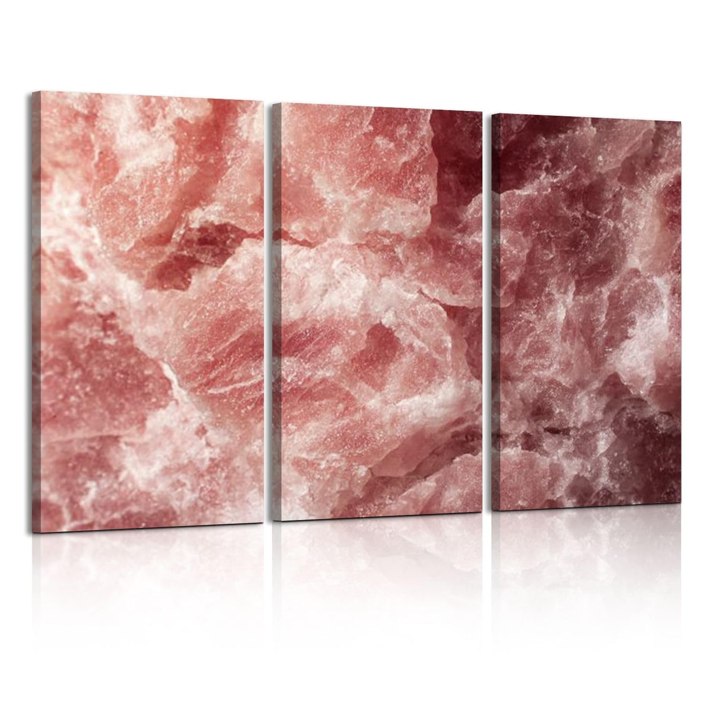 3 Piece Canvas Wall Art Prints Picture Himalayan pink salt rock from whole solid crystal block Framed Wall Painting Modern Artwork Poster Home Decor for Living Room Office Ready to Hang