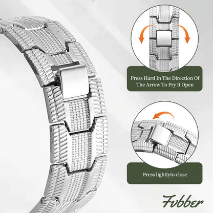 Fvbber 3X Magnetic Bracelets for Men Triple Strength Magnets with Pure Copper Adjustable Length Bracelet for Wrist Support & Wellness - Includes Sizing Tool and Gift Box (Silver)