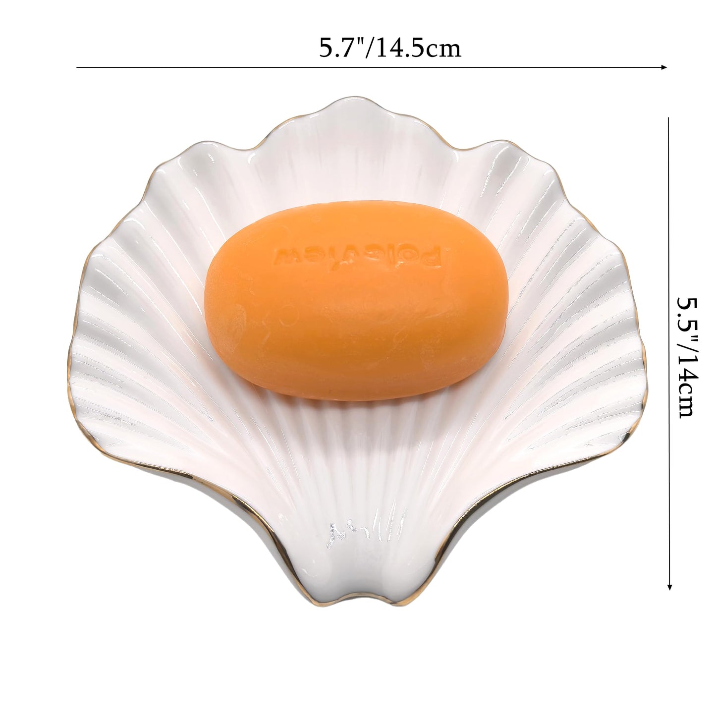 Ceramic Soap Dish Self-Draining Lotus Leaf Soap Holder Soap Saver for Bathroom,Kitchen,Sink,Bathtub(Shell White)